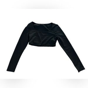 Shein black long sleeve crop top